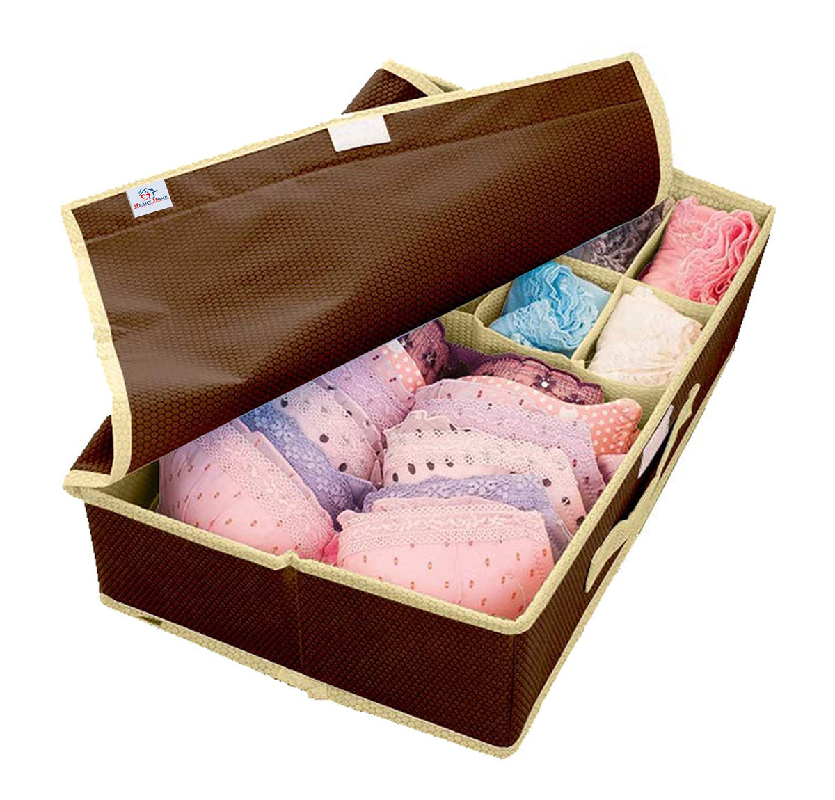 Heart Home Multipurposes Non Woven Drawer Organizer/Foldable Storage Box (Brown)