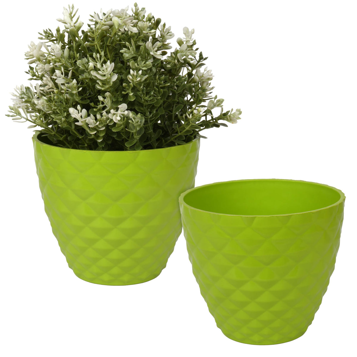 Heart Home Flower Pot | Flower Planter Pots for Indoor | Flower Pots for Outdoor | Pot for Garden & Balcony Flowering | Flower Plants Pot | Diamond Flower Pot | 6 Inch | Pack of 2 | Green