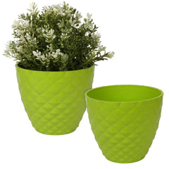 Heart Home Flower Pot | Flower Planter Pots for Indoor | Flower Pots for Outdoor | Pot for Garden & Balcony Flowering | Flower Plants Pot | Diamond Flower Pot | 6 Inch | Pack of 2 | Green