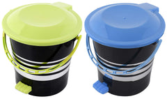 Heart Home 2 Pieces Plastic Dustbin Garbage Bin with Handle,10 Liters (Blue & Green) - CTHH17422