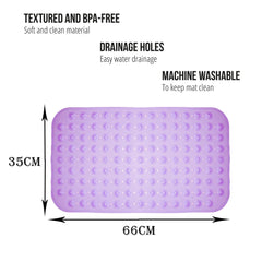 Kuber Industries Bath Mat | PVC Bathroom Mat | Shower Bath Mat | Transparent Round Floor Tub Mat | Foot Massager Mat | Anti-Skid Shower Mat with Drain Holes | Pack of 2 | Purple