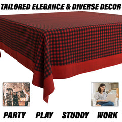 Heart Home Dining Table Cover | Cotton Table Cloth Cover | 8 Seater Table Cloth | Barik Check Table Cover | Table Protector | Table Cover for Dining Table | 60x108 Inch | DTC | Maroon