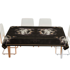Heart Home Dining Table Cover | Tabletop Cover | Table Buffet Cover | Table Linen Cover | 6-Seater Table Cloth | Table Cloth Cover | Gulab Painting | DTC | 60x90 Inch | Brown