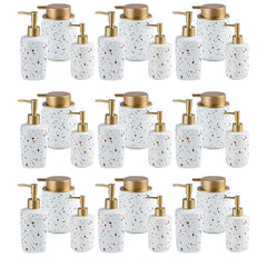 Kuber Industries Liquid Soap Dispenser Set | Handwash Soap Dispenser Set | Soap Dispenser Set for Wash Basin| Bathroom Dispenser Bottle | 9 Piece | Pack of 3 | ZX027WT | White