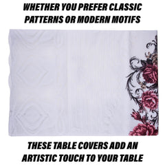 Kuber Industries Dining Table Cover | Cotton Table Cloth Cover | 6-Seater Table Cloth | Glory Table Cover | Table Protector | Table Cover for Dining Table | 60x90 Inch | DTC | White & Pink