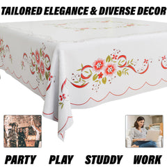 Heart Home Table Cover | PVC Dining Table Cover | Table Cloth | Center Table Cover | Table Cover for Kitchen Table | Alloy Table Cover for Hall Décor | 54 Inch | Red