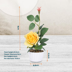 Kuber Industries Artificial Plants for Home D?cor|Natural Looking Indoor Fake Plants with Pot|Artificial Flowers for Decoration-Pack of 2 (Yellow)