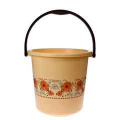 Heart Home Bucket|Plastic Bucket for Bathroom|Bucket for Bathing|Unbreakable Printed Bucket with Handle|18 Liter|Pack of 2 (Cream)