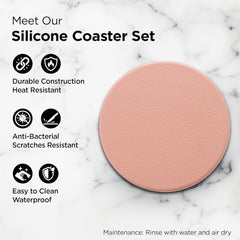 Kuber Industries 24 Pcs Anti-Skid Tea Coaster for Hot Pots | Round Tea Cup & Water Glass Cover Top Lid for Teapoy & Center Table - Peach