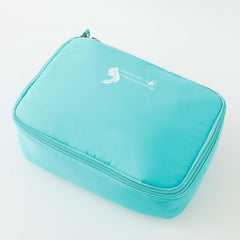 Kuber Industries Cosmetic Storage Case|Makeup Kit Box for Women|Pouch for Home & Travel|Two Compartment|Zipper Closure (Blue)