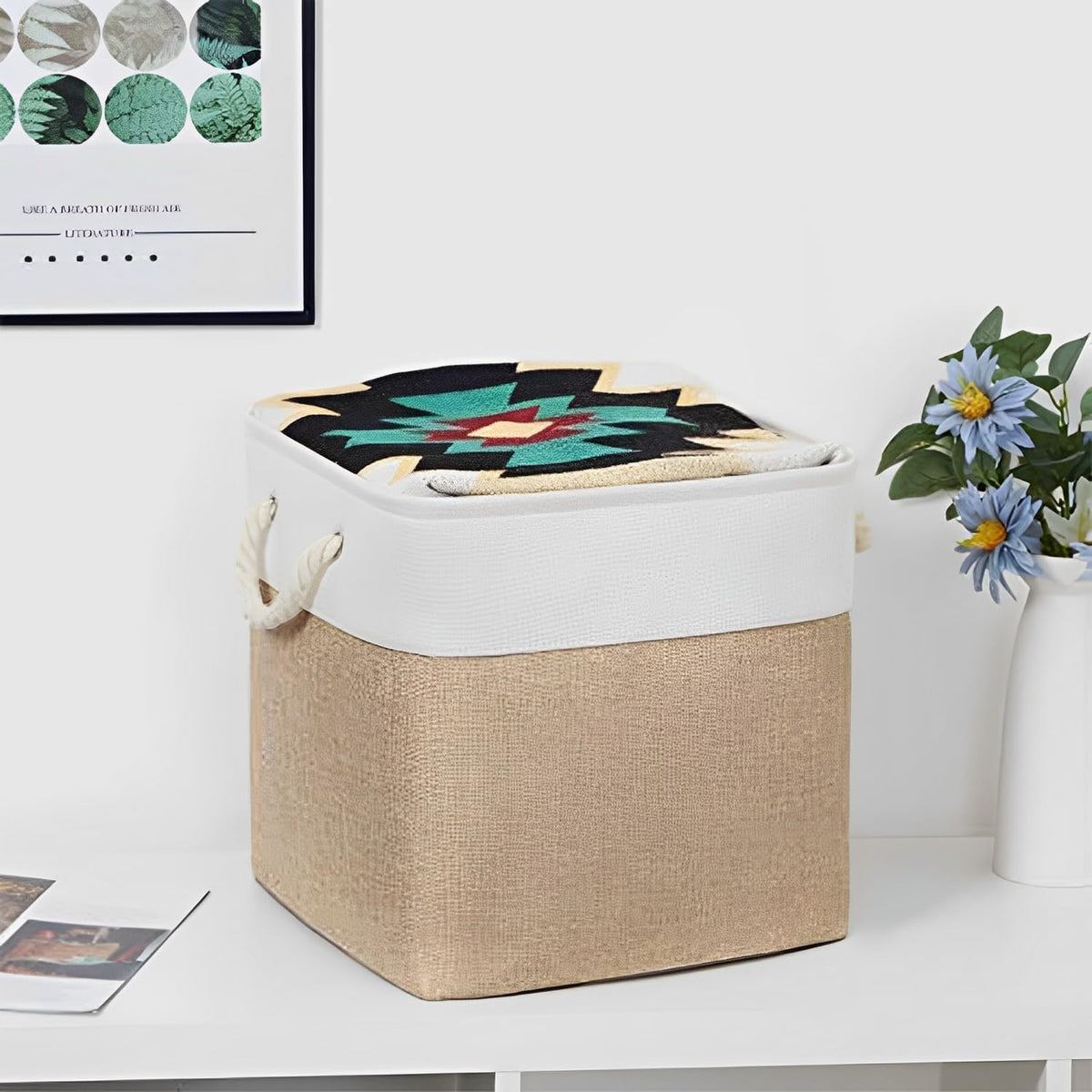 Kuber Industries Pack Of 3 Foldable Storage Basket|Polyester Toy Storage Bin|Wardrobe Organizer For Clothes (Dark Brown & Cream)