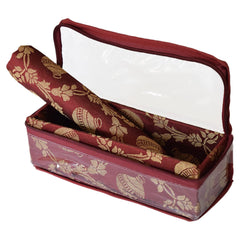 Heart Home Multipurpose Matka Pattern Laminated 1 Rod Bangle Box/Organizer/Case With Tranasparent Top (Maroon)-47HH0457
