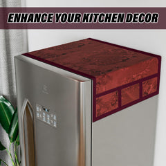 Kuber Industries Fridge Top Cover | PVC Fridge Top Cover | Refrigerator Cover with 6 Side Pockets | Refrigerator Top Protector | Appliance Cover | Fridge Top Cover 101 | Maroon