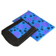 Heart Home Flower Printed Multiuses Non-Woven Closet Organizer With Handles- Pack of 6 (Black & Blue) -HS43HEARTH26525