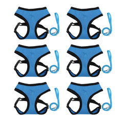 Kuber Industries Reflective Dog Harness with Adjustable Leash|Breathable Polyester Mesh Fabric with Top carry Handle|Small Size|HAT-818|Comfortable No-Pull Grip|Quick Release Buckles|Blue (Pack of 6)