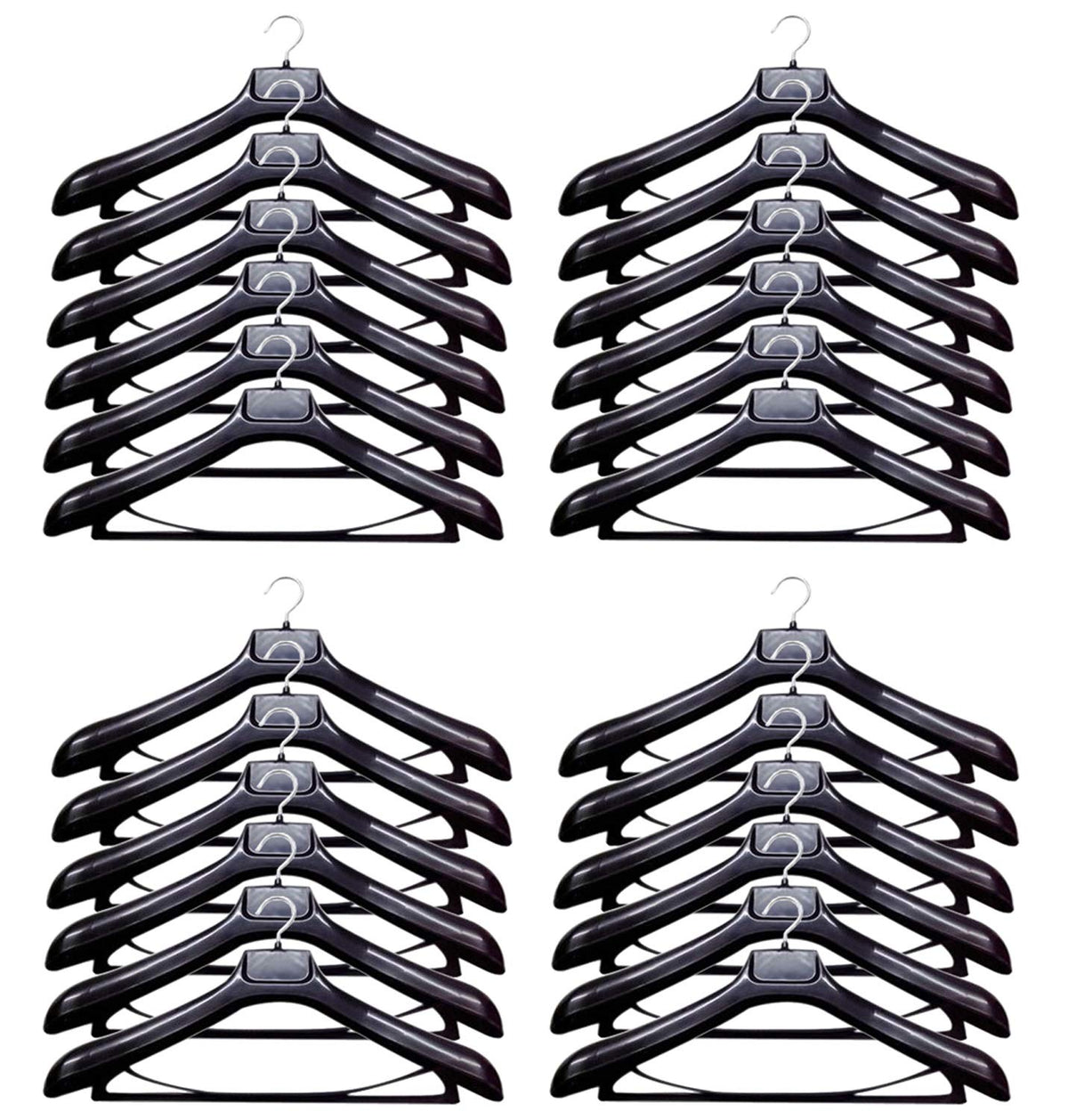 Heart Home Plastic 24 Pieces Hangers for Wardrobe 19 Inches 47x22x7 CM -(Black) CTHH10200