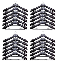 Heart Home Plastic 24 Pieces Hangers for Wardrobe 19 Inches 47x22x7 CM -(Black) CTHH10200
