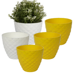 Heart Home Flower Pot | Flower Planter Pots for Indoor | Flower Pots for Outdoor | Pot for Garden & Balcony Flowering | Flower Plants Pot | Diamond Flower Pot | 6 Inch | Pack of 5 | Multi