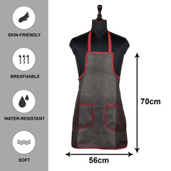 Heart Home Apron | Jute 2 Front Pocket Kitchen Apron | Apron for Restaurent | Apron for Housewife | Chef Apron for Kitchen | Water Resistance Apron | Pack of 3 | Dark Brown