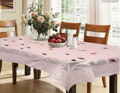 Kuber Industries Leaf Design Cotton 6 Seater Dining Table Cover - Cream - CTKTC22307