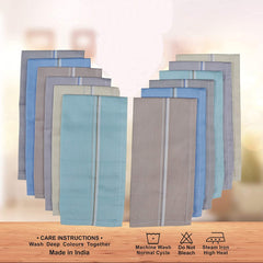 Heart Home 100% Cotton Premium Collection Handkerchiefs Hanky for Men, Set of 12 (Lite Colour)