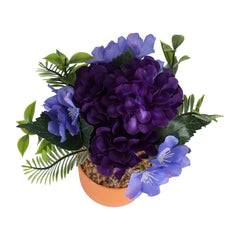 Kuber Industries Artificial Plants for Home D?cor|Natural Looking Indoor Fake Plants with Pot|Artificial Flowers for Decoration-Pack of 2 (Purple)