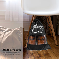 Heart Home Shoe Cover | Travel Shoe Storage Bags | Polyester Storage Bags | Drawstring Shoe Cover | Clear Transparent Shoe Storage Organizer | Pack of 6 | Multi