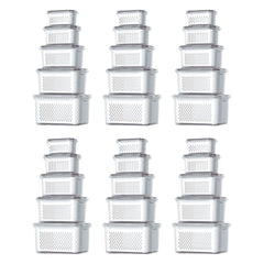 Kuber Industries 30 Pcs Food Containers | Storage Box for Fridge | Vegetable Fruit Boxes | Refrigerator Storage Box | Containers With Lid | Handheld Strainer Basket | HXP00742 | Transparent|Pack of 6