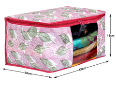 Kuber Industries Non-Woven Leaf Print Saree Covers With Zip|Foldable Wardrobe Organizer For Clothes|Saree Bags Keep 8 To 10 Saree|Suitable For Lehenga, Suit, Dress|Pack Of 3 (Multi)