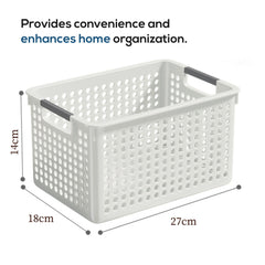 Kuber Industries (Set of 6) Plastic Baskets For Organizing - Storage Basket With Handle - For Makeup Items, Toys, Socks - White