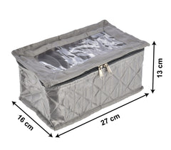 Kuber Industries Laminated PVC Jewelry Organiser Jewelry Storage Bags for Necklace, Earrings, Rings, Bracelet With 10 Transparent Pouches (Grey)-HS43KUBMART26832