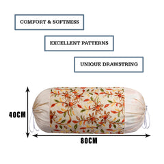 Heart Home Bolster Covers | Polyester Bolster Cover Set | Diwan Bolster Cover Set | Bolster Pillow Cover | Embroidery Design Masand Cover | 16x32 Inch | Pack of 4 | Multicolor