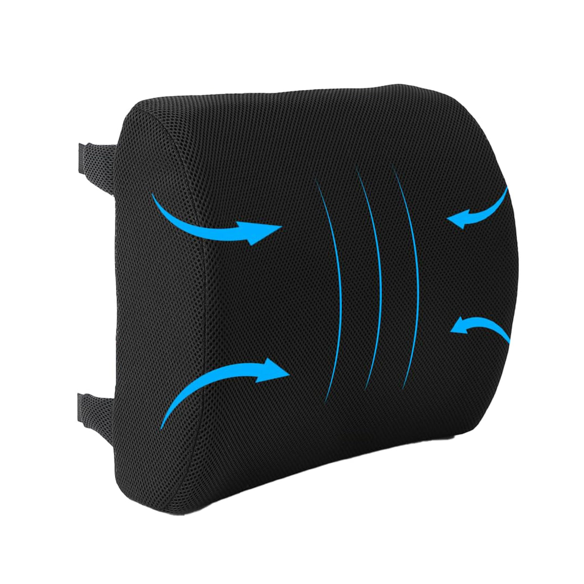 Kuber Industries Memory Foam Lumbar Support Pillow for Back Pain Relief | Back Support Pillow for Office Chair & Car Seat | Back Rest Lumber Cushion for Long Sitting | MD-GBC2-Black