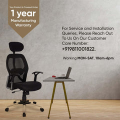 Kuber Industries Ergonomic Revolving Office Chairs for Work From Home | Comes with Manual Height Adjustable, Armrest Support | Comfy Study Chair for Students with Wheels | Black