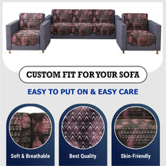 Heart Home Sofa Cover | Net Sofa Slipcover Set | Sofa Cover for Living Room | Sofa Slip Cover for Hall | 5-Seater Sofa Cover for Home Decor | Shaded Venus Sofa Cover Set | Brown