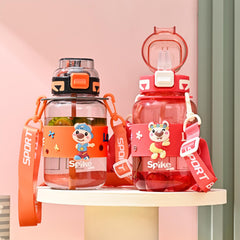 Kuber Industries Pack of 6 Kids Water Bottle With Straw |Sipper Water Bottle For Kids Boys Girls| Water Bottle with Locking Flip Lid| 800 ml |Orange | SYZ-7744C