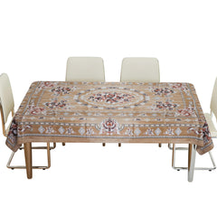 Heart Home Dining Table Cover | PVC Table Cloth Cover | 6 Seater Table Cloth | Table Protector | Table Cover for Dining Table | Passion Flower | 60x90 Inch | DTC | Brown