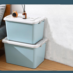 Kuber Industries Rectangular Storage Box | Storage Box with Lid and Double Side Handles | Stackable Storage Box with Wheel | YN6258 | Blue