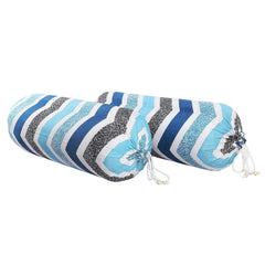 Heart Home Multicheck Floral Print Cotton Bolster Cover- Set of 6, 16"x32" (Pink)