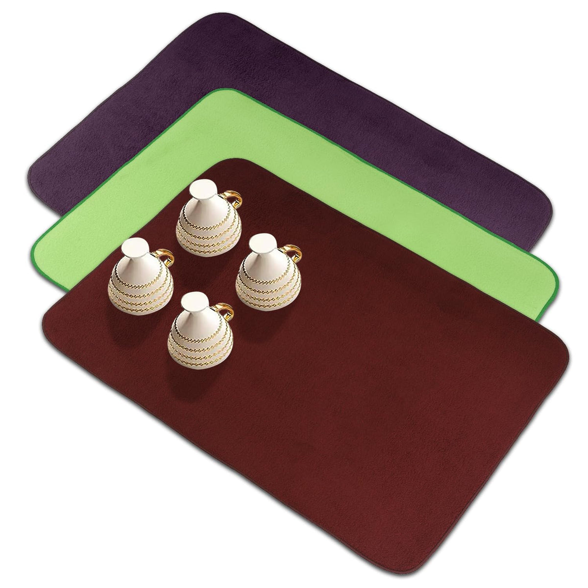 Kuber Industries Dish Dry Mat | Microfiber Drying Mat | Reversible Kitchen Drying Mat | Absorbent Mat | Kitchen Dish Dry Mat | 38x50 | Pack of 3 | Multi