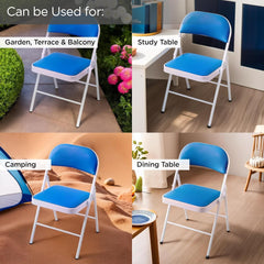 Urbane Home Folding Chair Office Chair Meeting Room Training Chair Student Dormitory Backrest Chair Reading Chair Iron Dining Chair Makeup Chair Furniture,Blue