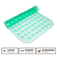 Kuber Industries Bath Mat | PVC Bathroom Mat | Shower Bath Mat | Transparent Round Floor Tub Mat | Foot Massager Mat | Anti-Skid Shower Mat with Drain Holes | Pack of 2 | Green