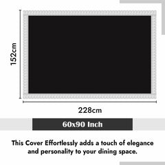 Heart Home Dining Table Cover | PVC Table Cloth Cover | 6-Seater Table Cloth | Table Protector Cover | Table Cover for Dining Table | Silver Lace Table Cover | 60x90 Inch | DTC | Black