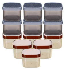 Kuber Industries Check Deisgn Lid Food Grade BPA Free Plastic Kitchen Container Set,1200ml, Set of 12 (White & Grey)