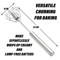Heart Home Wire Churner|Steel Whisk Hand Blender|Cooking Egg Beater Mixer for Kitchen|Kitchen Utensil for Blending-Whisking-Beating & Stirring|13 Inch|Silver