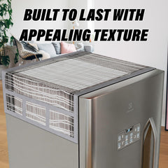 Kuber Industries Fridge Top Cover | PVC Fridge Top Cover | Black Lining Fridge Top Cover | Refrigerator Cover with 6 Side Pockets | Refrigerator Top Protector | Appliance Cover | Gray