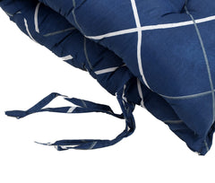 Heart Home Geomatric Printed Microfiber Comfortable, Soft, Long Back & Seat Rocking Chair, Lounger Cushion for Indoor/Outdoor with Ties, 18 * 46 Inch- Pack of 2 (Blue)