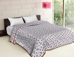 Heart Home Lightweight Leaves Design Cotton Reversible Double Bed Dohar|AC Blanket for Home & Travelling (Orange)