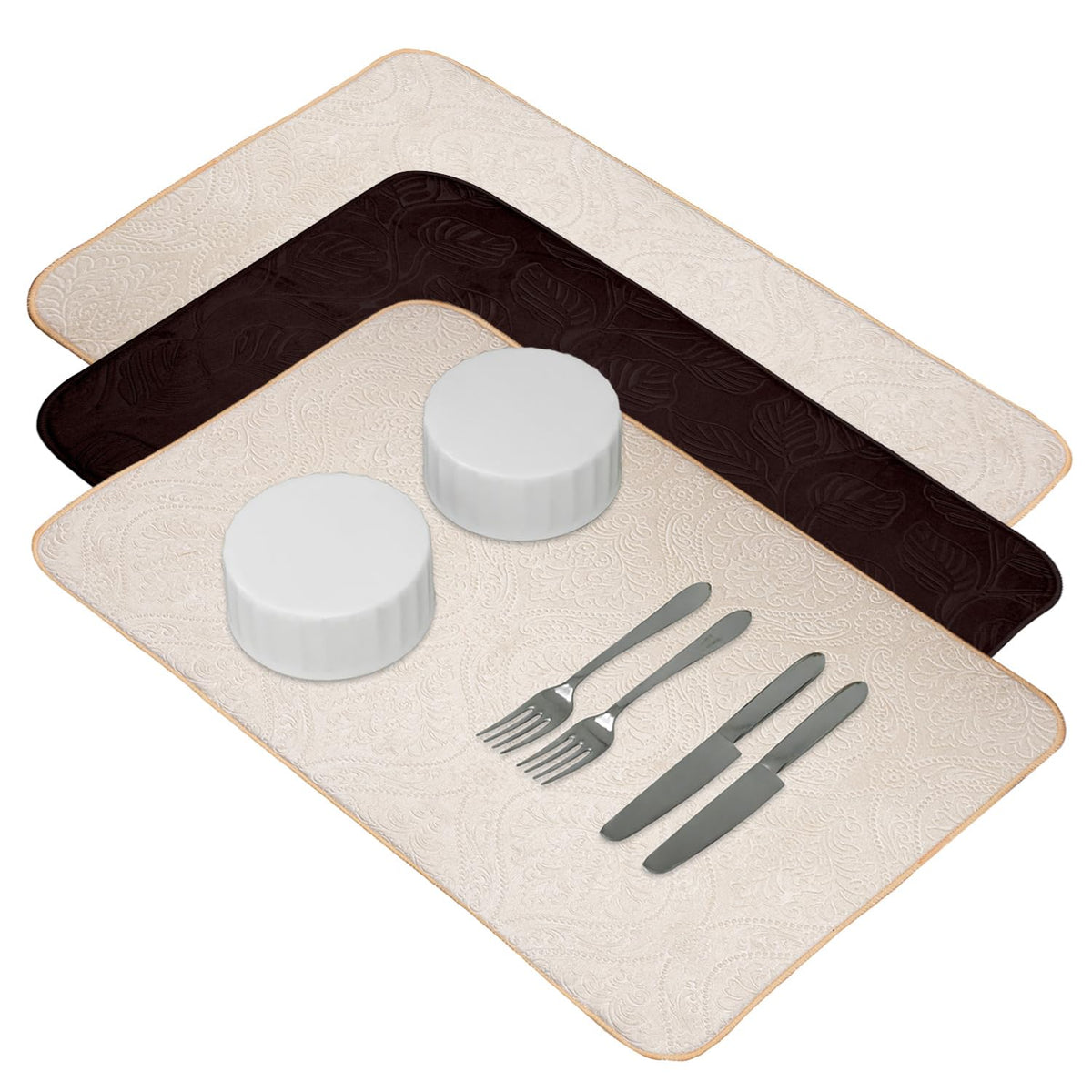 Kuber Industries Dish Dry Mat | Microfiber Self Drying Mat | Kitchen Drying Mat | Water Absorbent Kitchen Mat | Embossed Dish Dry Mat | 38x50 | Pack of 3 | Multicolor