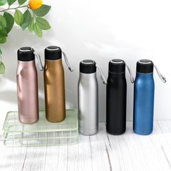 Kuber Industries Pack of 6 Vacuum Insulated Water Bottle | Stainless Steel Water Bottle | Hot & Cold Water Bottle | Leakproof, BPA Free, Rustproof | 550 ML | Brown